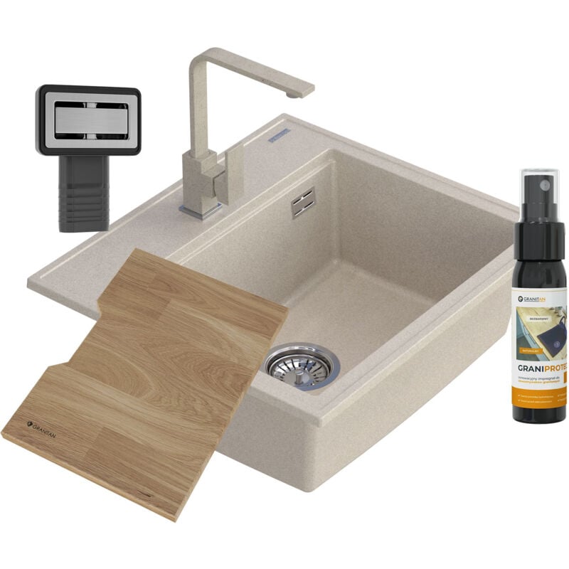 Granitan - vier en granit beige foxal + robinetterie