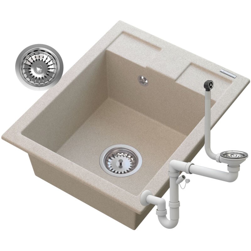 Granitan - Evier en granit beige siphon samos chrome 85111904