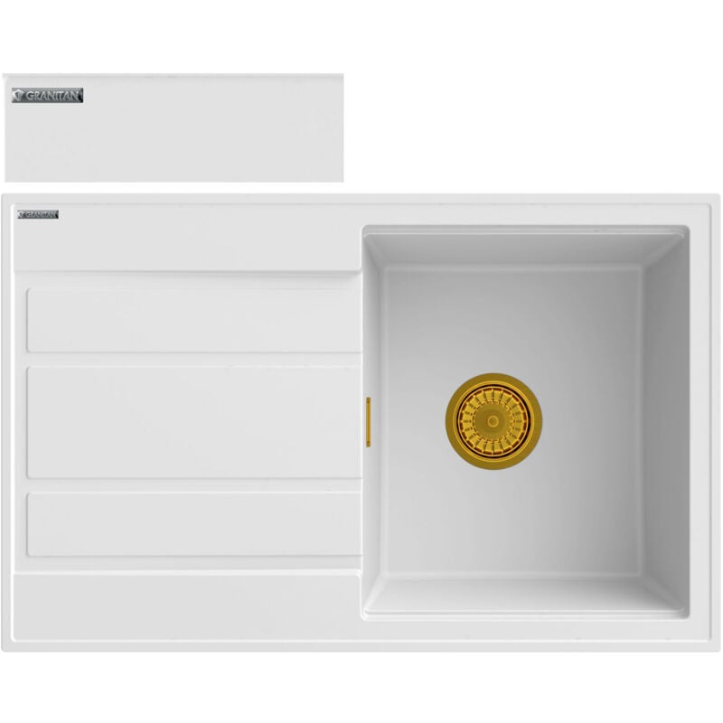 Vier en granit blanc égouttoir siphon gold timor