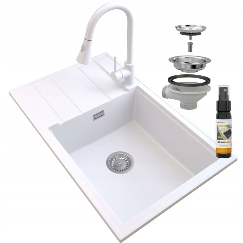 Granitan - vier en granit blanc louis chrome siphon bat snake