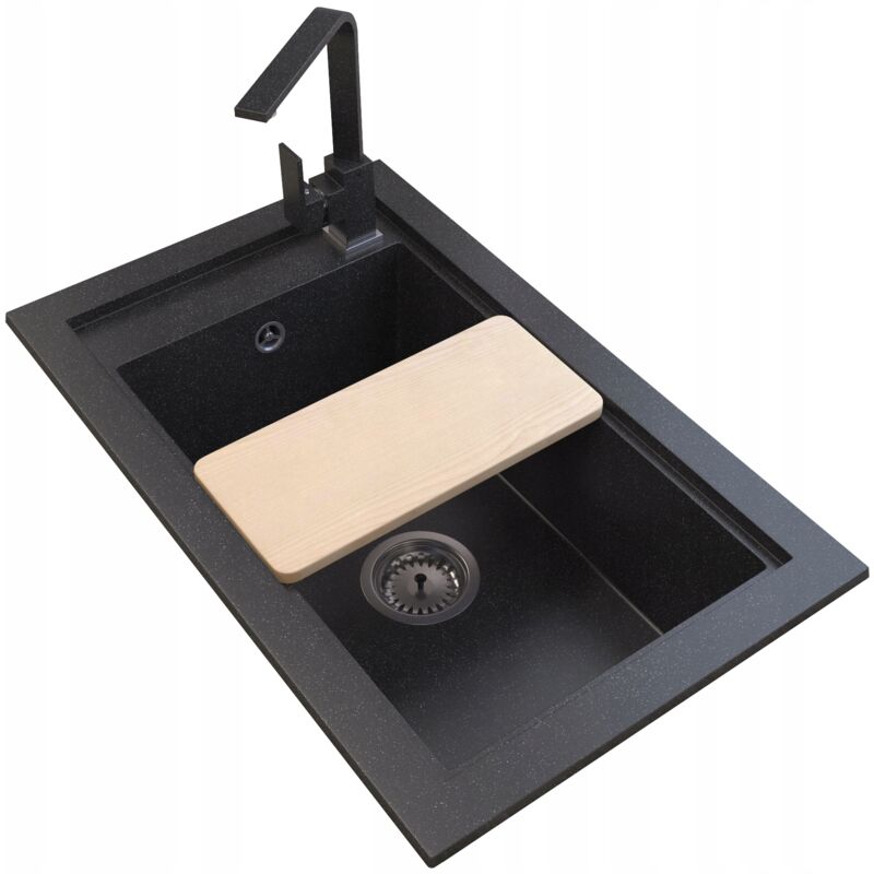 Granitan - vier en granit + coin robinetterie + siphon mural d