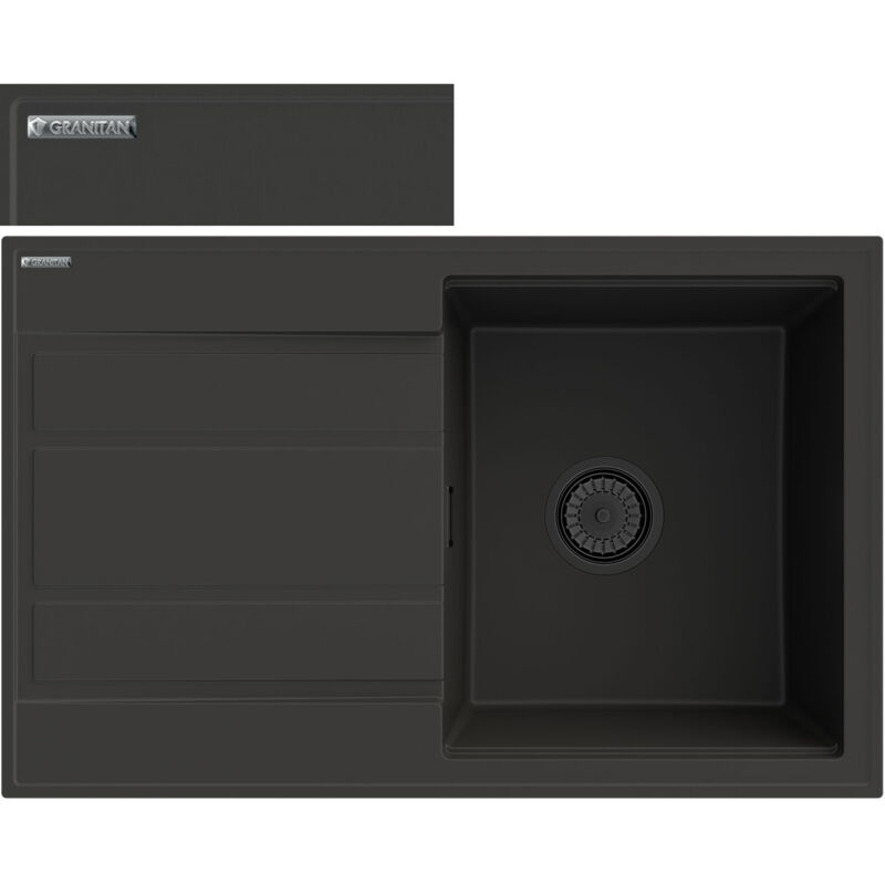 Granitan - vier en granit égouttoir noir siphon timor