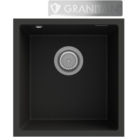 Évier en Granit Granitan MINI45 Sous-Meuble avec Siphon Chromé et Imprégnant GraniProtect - Noir