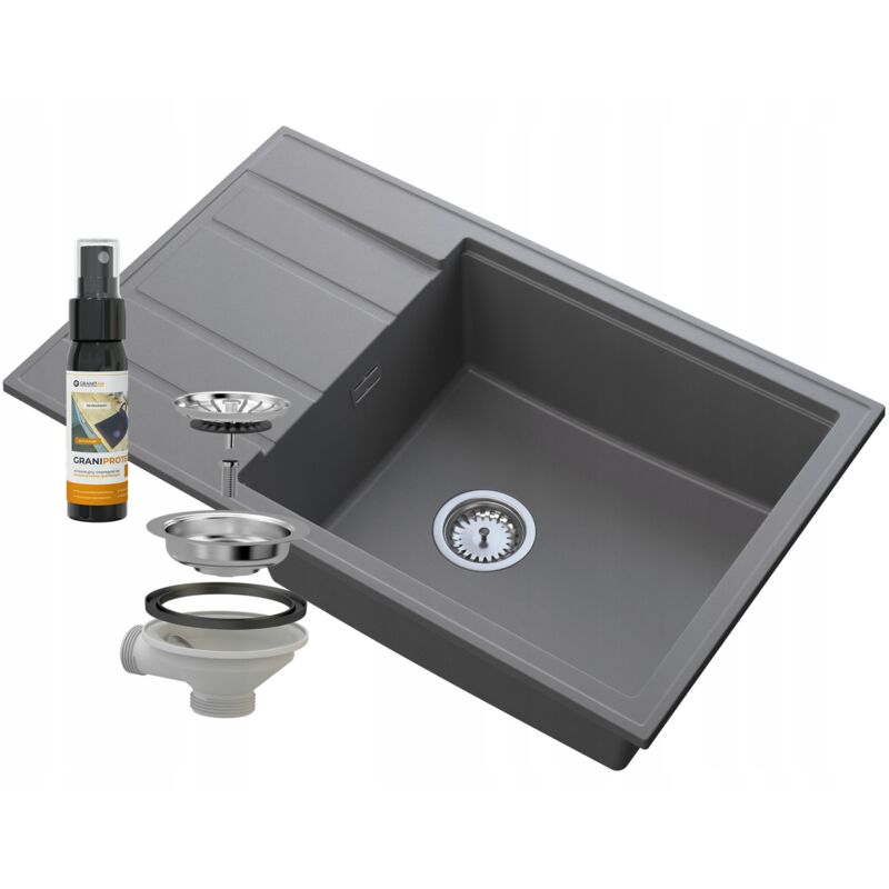 Granitan - vier en granit gris siphon chrome louis