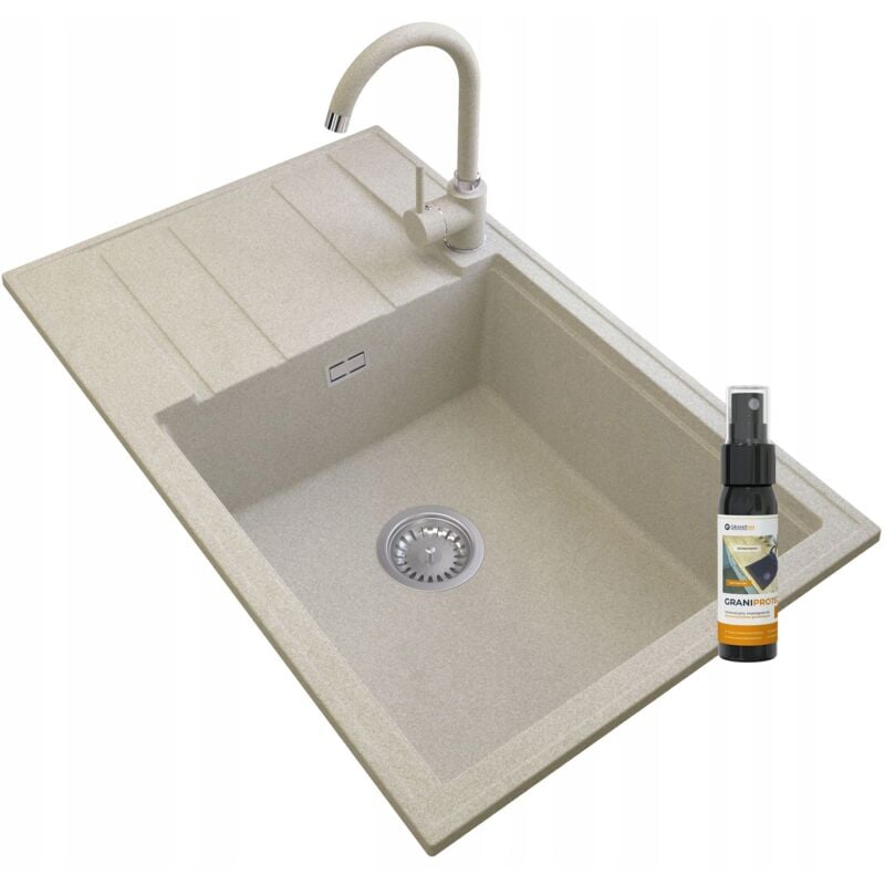 Granitan - vier en granit louis beige robinet siphon chromé