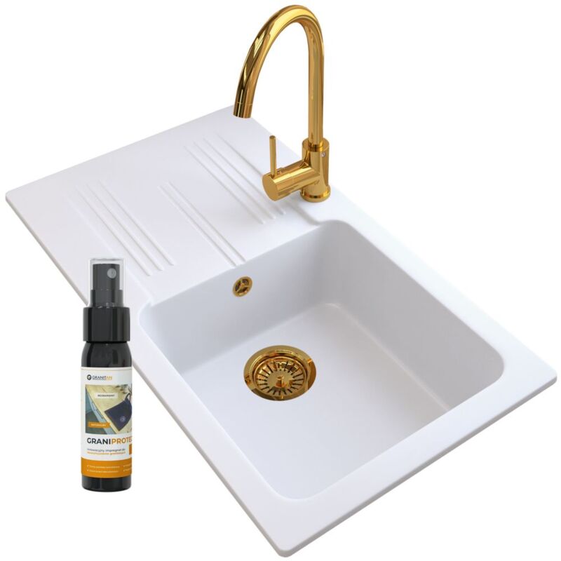 Granitan - Evier en granit melangeur siphon mural or d 85111836