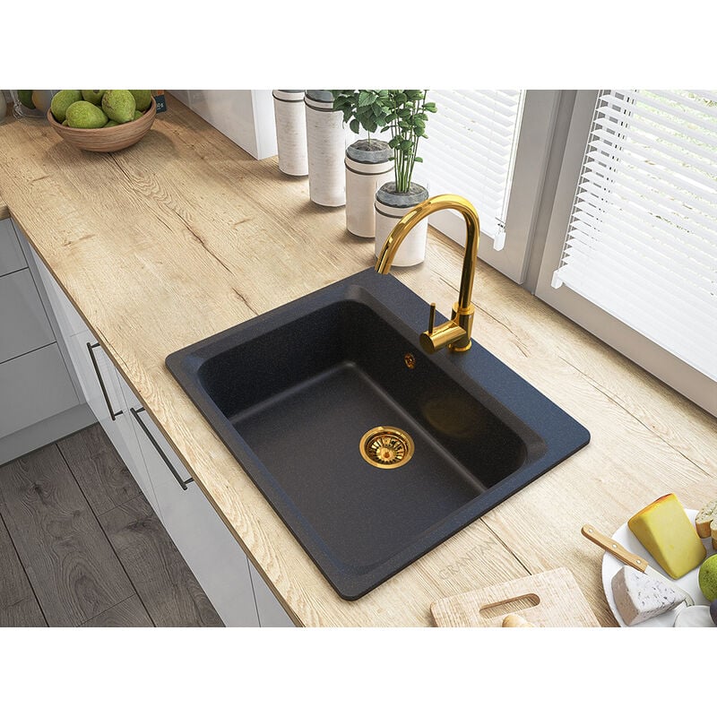 Granitan - vier En Granit Modèle Zante 1 Bac - Avec Particules D'Or