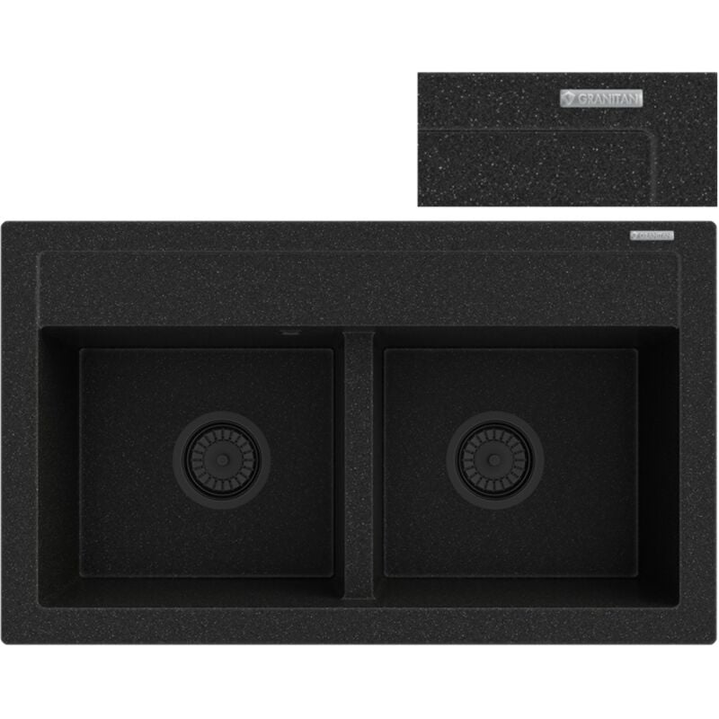 Granitan - vier en granit noir métallique siphon duet