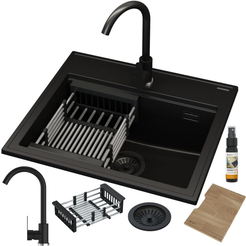 Granitan - Evier en granit robinet noir egouttoir siphon foxal 85111891