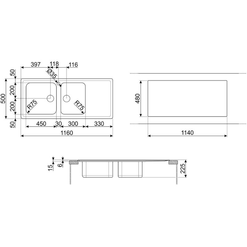 Vier en inox 116x50 cm