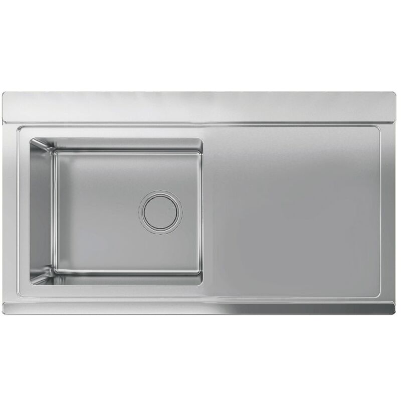 Vier en inox 90x50 cm avec égouttoir.