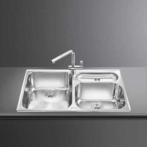 Évier en inox brossé 90x50 cm