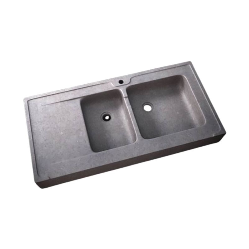 Comptoir Des Pierres - Evier en pierre Bastide 2 bacs - 100 x 60 x 15 - Ampilly Tigré Vieilli