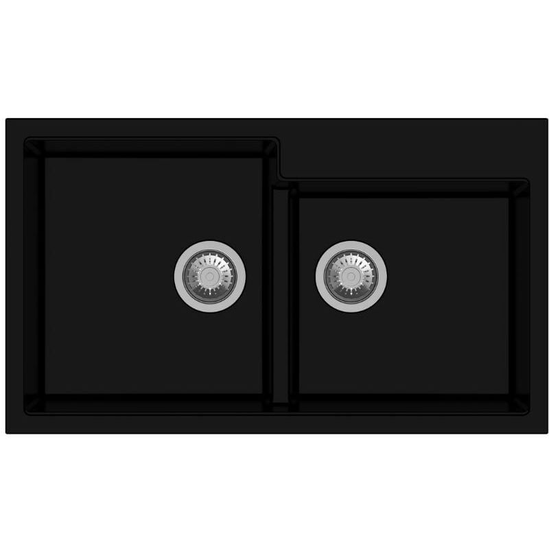 Toscohome - Evier en quartz avec 2 cuves noir 86x50 cm - Tip Toe N200