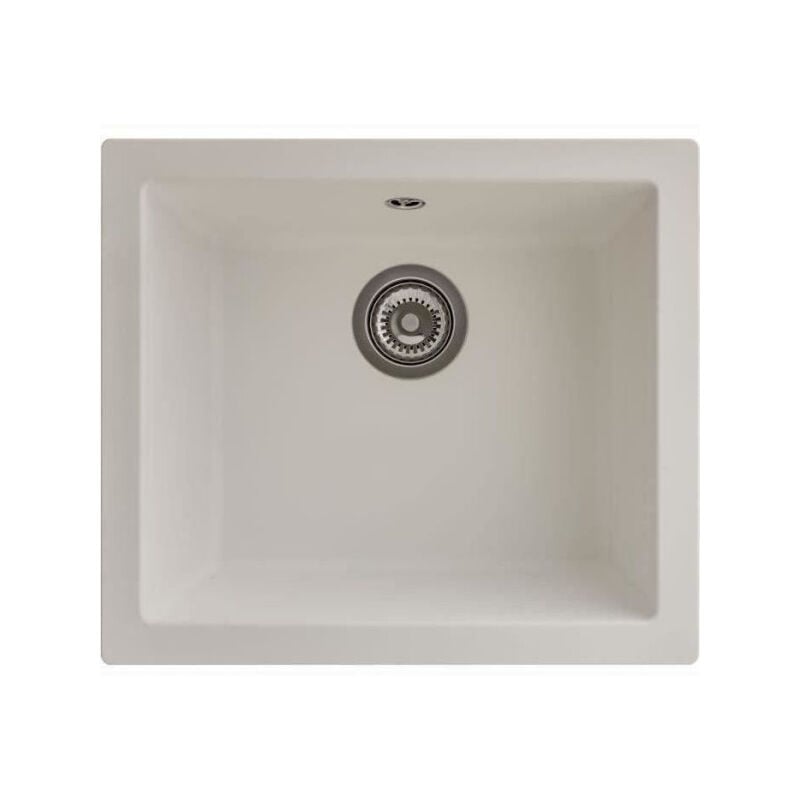Stradour - Evier en résine - Blanc uni - a encastrer ou sous plan 1 cuve 500x440