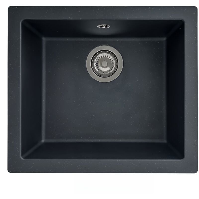 Stradour - Evier en résine 1 cuve - Noir pailleté - a encastrer ou sous plan