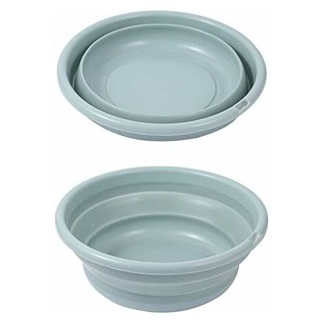 Évier en silicone pliable, évier rond multifonctionnel avec trous, peut être suspendu (bleu, diamètre : 36 cm, hauteur : 14 cm)