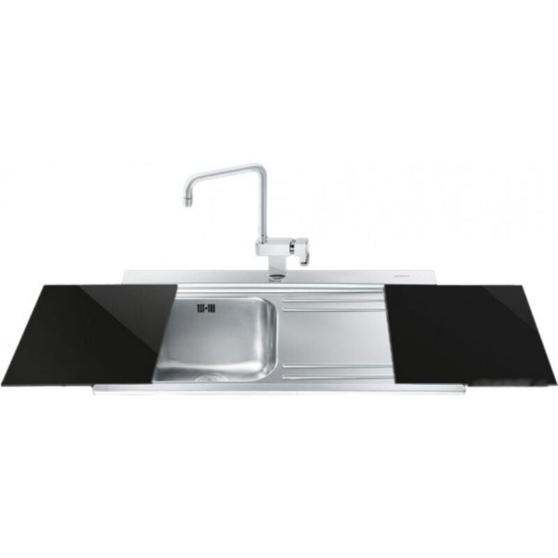 Smeg - Evier encastrable 1 cuve et égouttoir à droite avec planches à découper en verre noir LI91ND