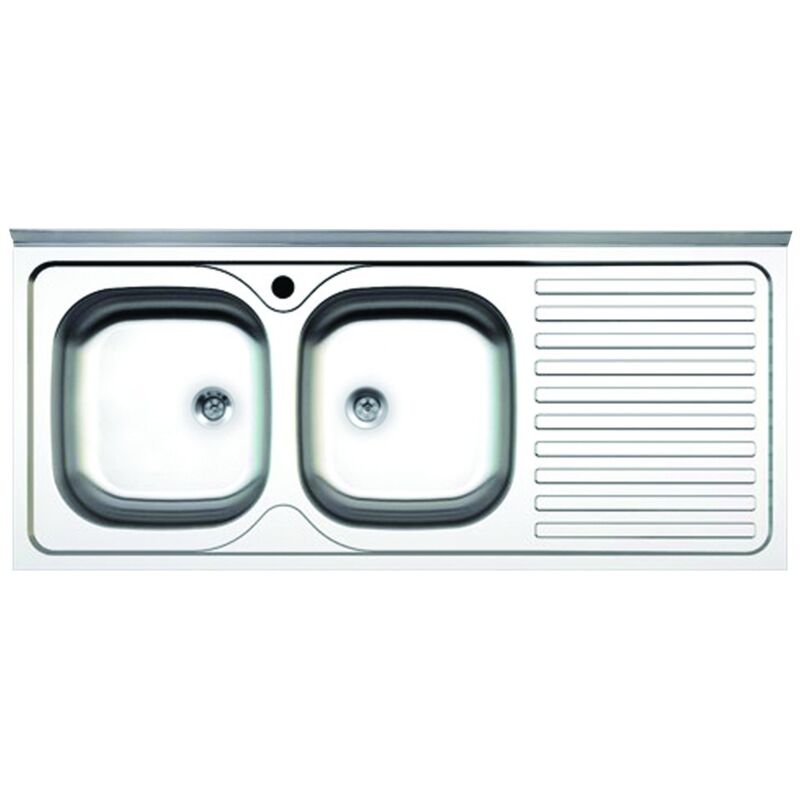 Evier de cuisine à poser avec cuve double égouttoir droit 120x50 cm Samet SA127DX