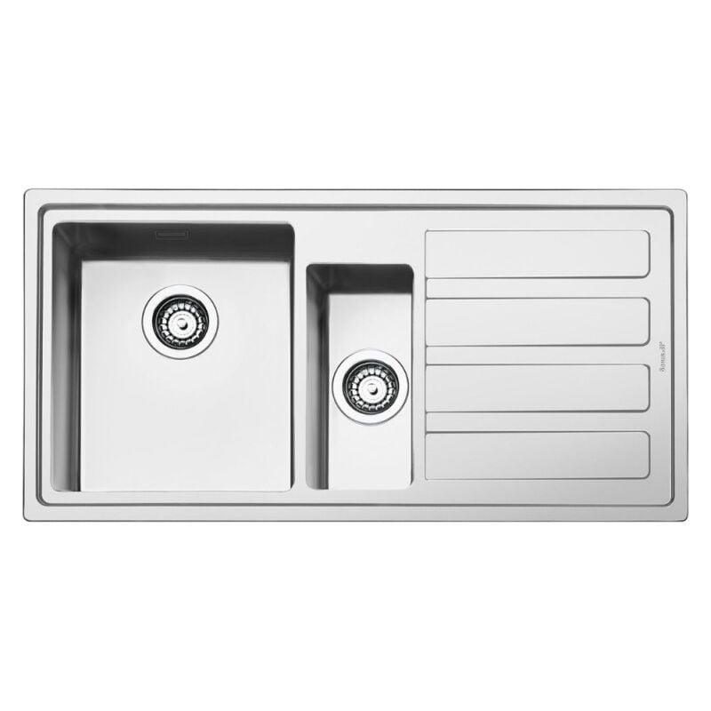 Smeg - Evier encastrable 2 cuves avec égouttoir à droite 100x50 cm inox brossé LD102D-2
