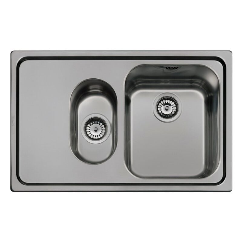 Evier encastrable 2 cuves avec égouttoir à gauche inox noir 79x50 cm - Smeg SP7915SN