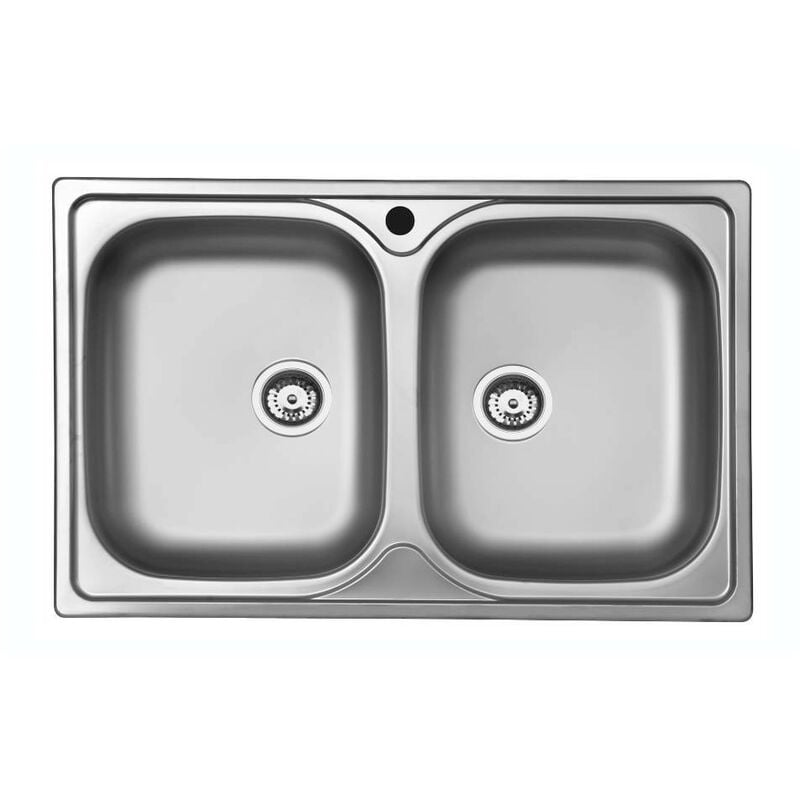 Samet - Evier encastré en acier inoxydable à deux cuves 79x50 cm - Classic 170