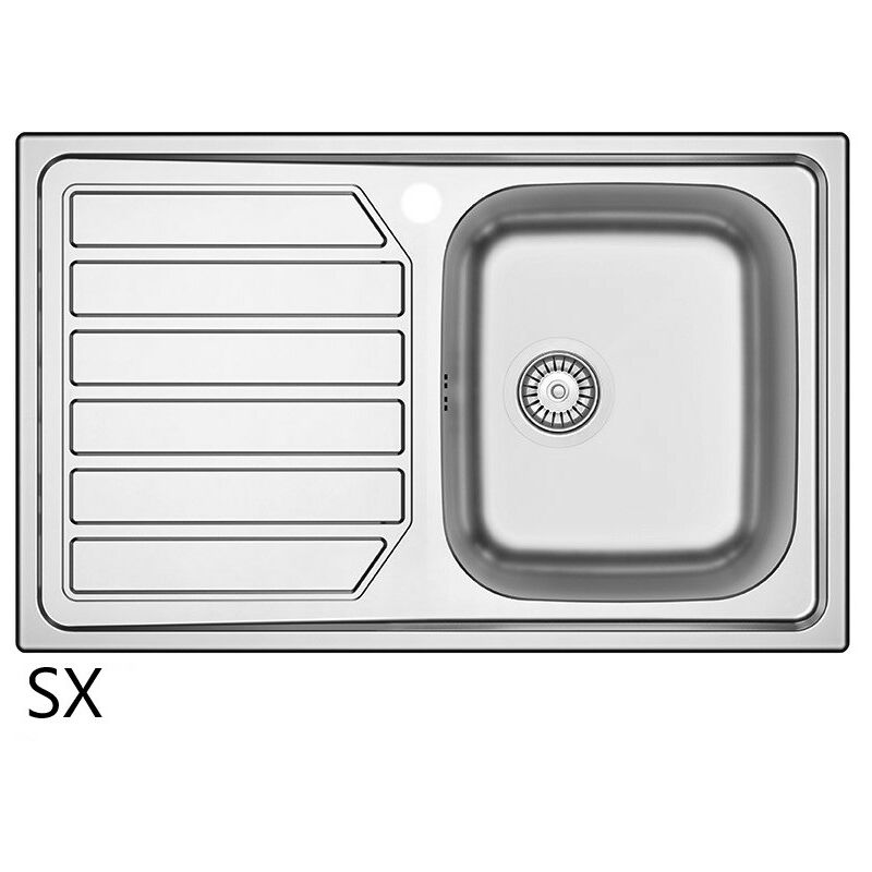 Dianhydro - vier encastrable en acier inoxydable mod. LS04 80x50 cm avec égouttoir à gauche