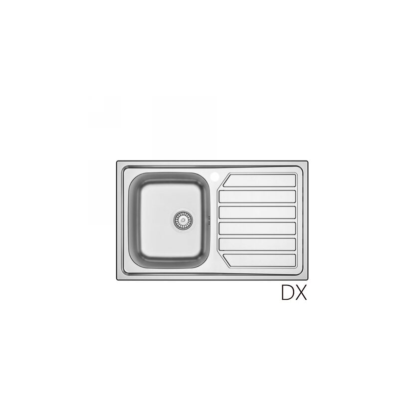 Évier encastrable inox 80x50 cm avec égouttoir à droite