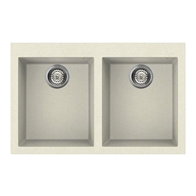 Evier encastré 2 cuves 79x50 cm couleur crème - Smeg VZ3434P