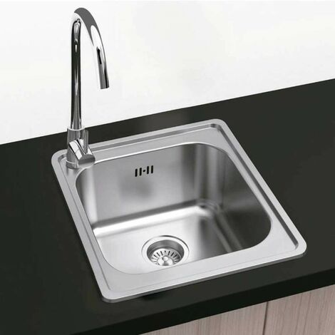 Évier encastré carré 50x50 1 bac – Acier inoxydable AISI 304 – Installation facile – Siphon inclus – Design moderne facile à nettoyer – Gresinex
