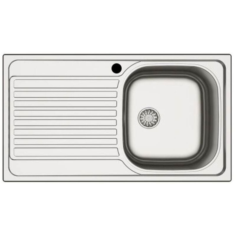 Samet - vier encastré en acier inoxydable 86x50 cm à une cuve et égouttoir à gauche