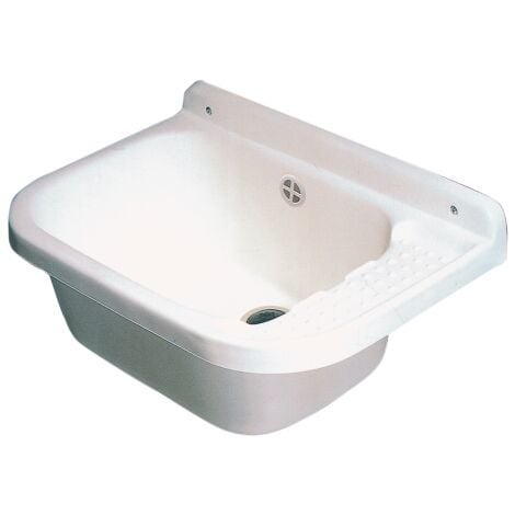 IDROWEB Lavabo suspendu en polypropyle'ne Pilozzo cm55x35x24 avec siphon et bouchons de support