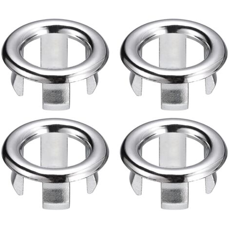 Évier Garniture Trop-plein Couvercle, 4Pcs Évier Trop-plein Anneaux 25mm Toilettes Cuisine Lavabo Bonde Couverture Trou Insert en Rond Capuchons, Argenté
