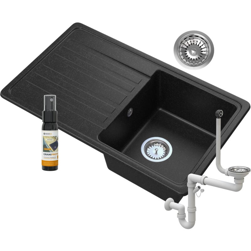 Granitan - vier granit 1 compartiment égouttoir siphon granit citron