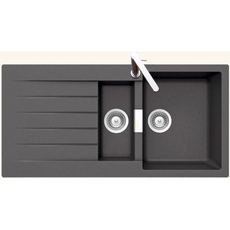 Schock - vier granit anthracite lokti 1 bac et demi - 1 égouttoir