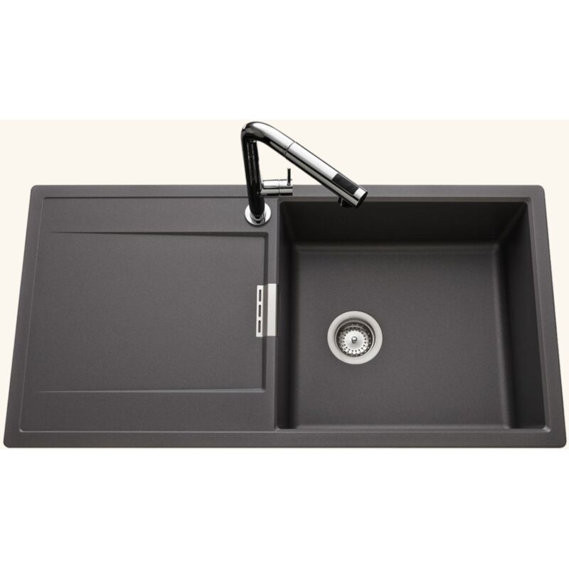 Luisina - vier granit anthracite forte 1 grand bac 1 égouttoir