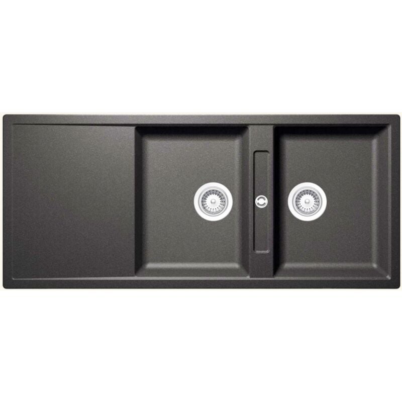 Vier granit anthracite Luisina forte 2 bacs 1 égouttoir