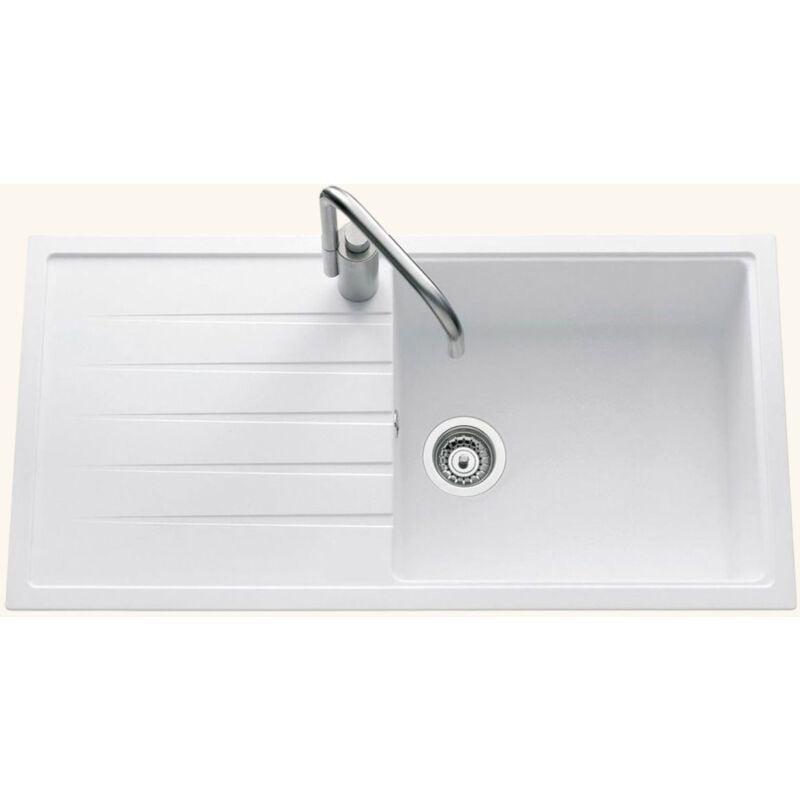 Évier granit blanc Ewi ICAUNA 1 grand bac 1 égouttoir