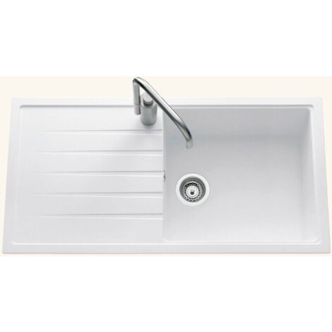 Évier granit blanc Ewi ICAUNA 1 grand bac 1 égouttoir
