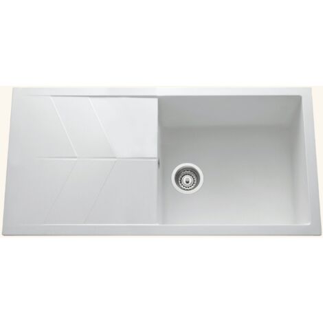 Évier granit blanc Ewi NOVA 1 grand bac 1 égouttoir