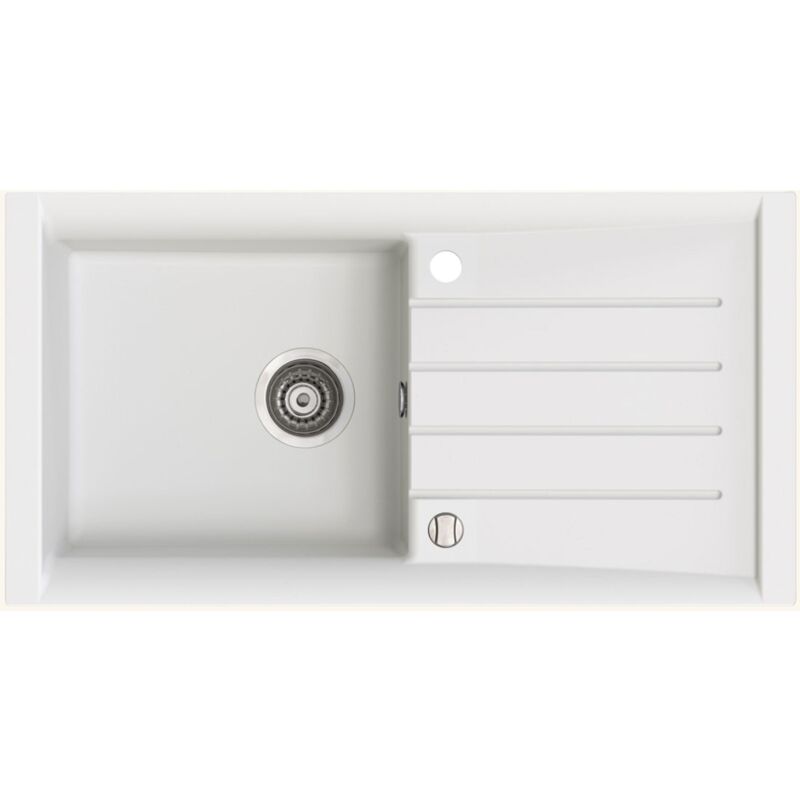 Kümbad - Evier granit blanc saul 1 bac 1 égouttoir