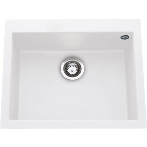 Évier granit blanc Luisina QUADRILLE 1 bac 570x500