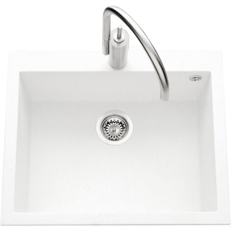 Évier granit blanc Luisina QUADRILLE 1 bac 610x500