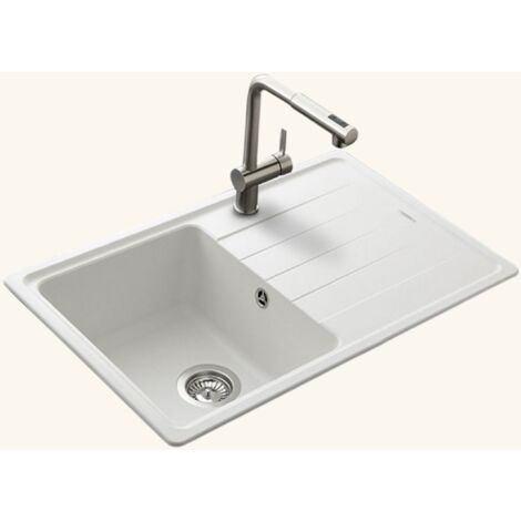 Évier granit blanc Schock ELEMENT 1 bac 1 égouttoir