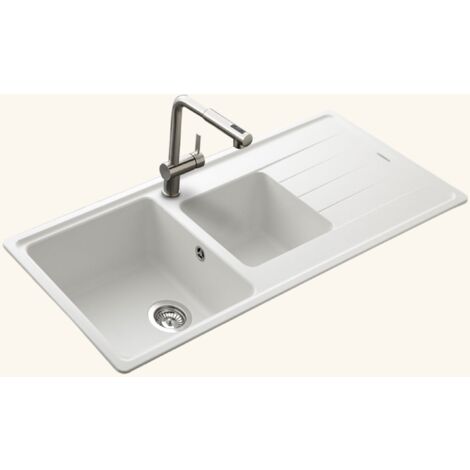 Évier granit blanc Schock ELEMENT 2 bacs 1 égouttoir