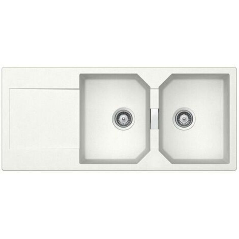 Vier granit blanc Schock manhattan 2 bacs 1 égouttoir