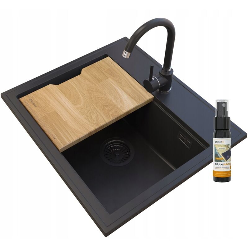 Granitan - vier granit foxal noir + robinet noir