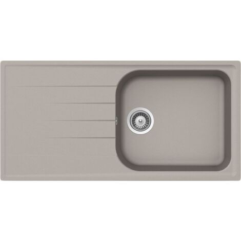 Évier granit gris 100x50 cm à encastrer – 1 bac réversible avec égouttoir – Bonde et siphon inclus – Pour meuble sous évier 60 cm – Schock