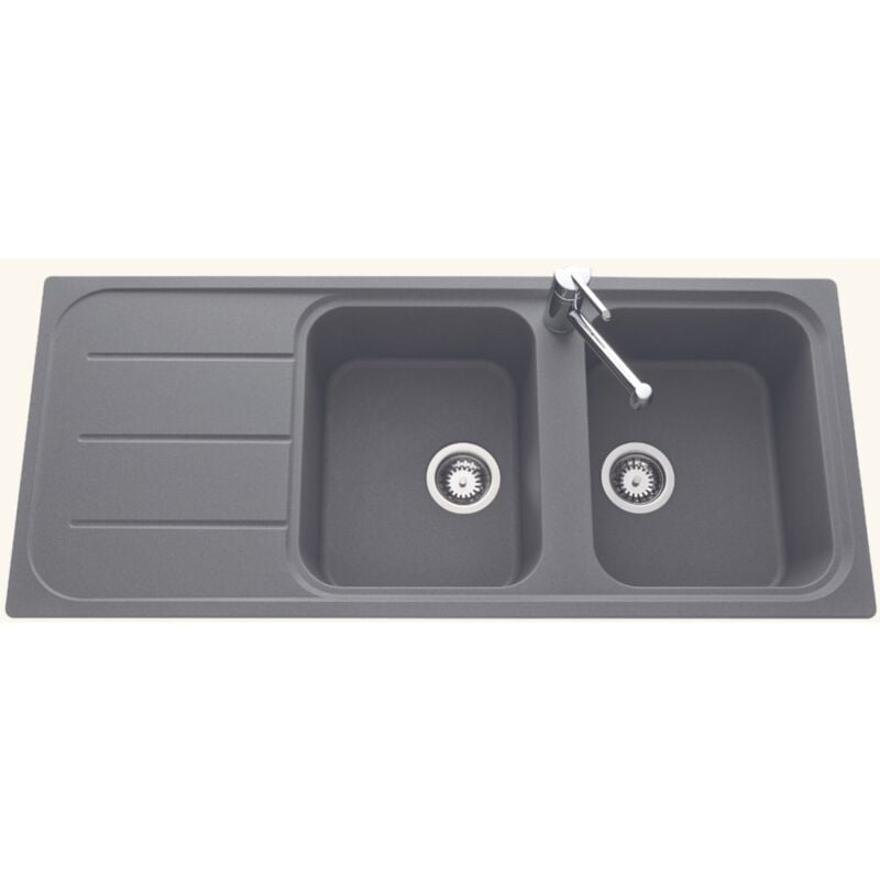 Évier granit gris OGLIO 2 bacs 1 égouttoir - EWI