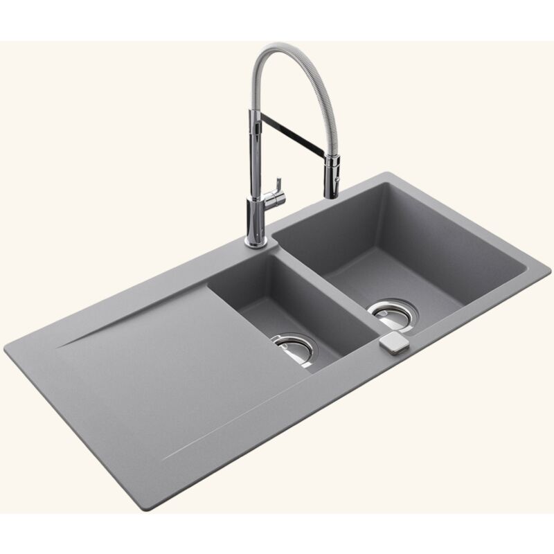 Évier granit gris EPURE 1 bac 1/2 - 1 égouttoir - Luisina